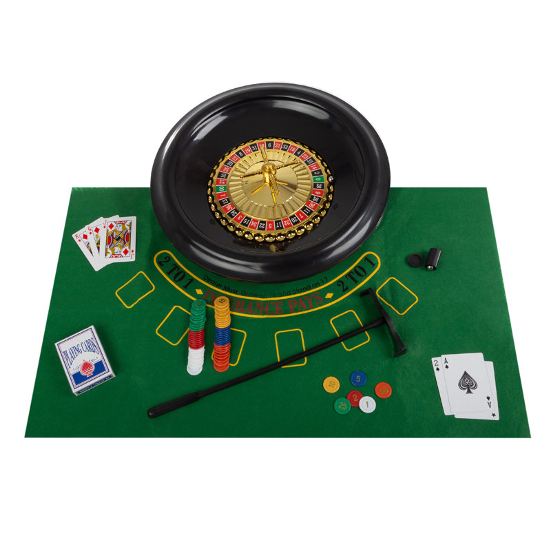 Ensemble de roulettes Trademark Poker avec roulette réversible et feutre de table Black Jack, jetons, cartes à jouer et plus encore