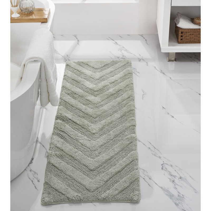Branston 100% Cotton Tufted Bath Rug with Non-Slip Backing Machine Washable Luxurious Chervon Pattern Ultra Soft and Absorbent Bathroom Rug