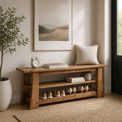 Upholstered Bench with Shoe Storage
