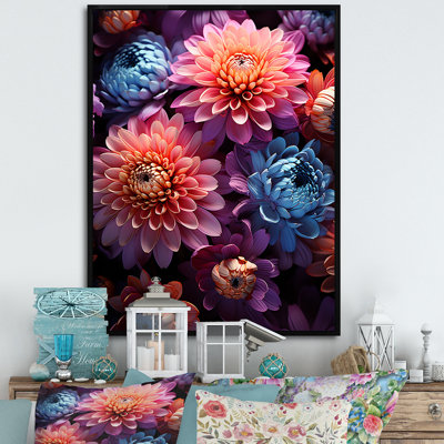 «Zinnias Neon Pink Garden I», reproduction sur toile