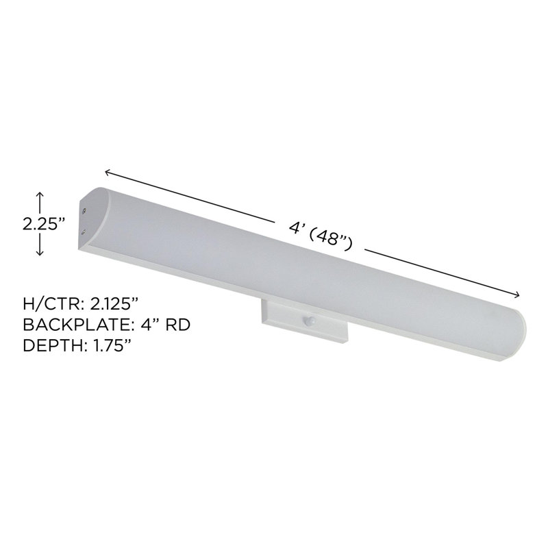 Solus 48" Rounded LED Vanity Light, 3000 Lumens, 48" Width, 45