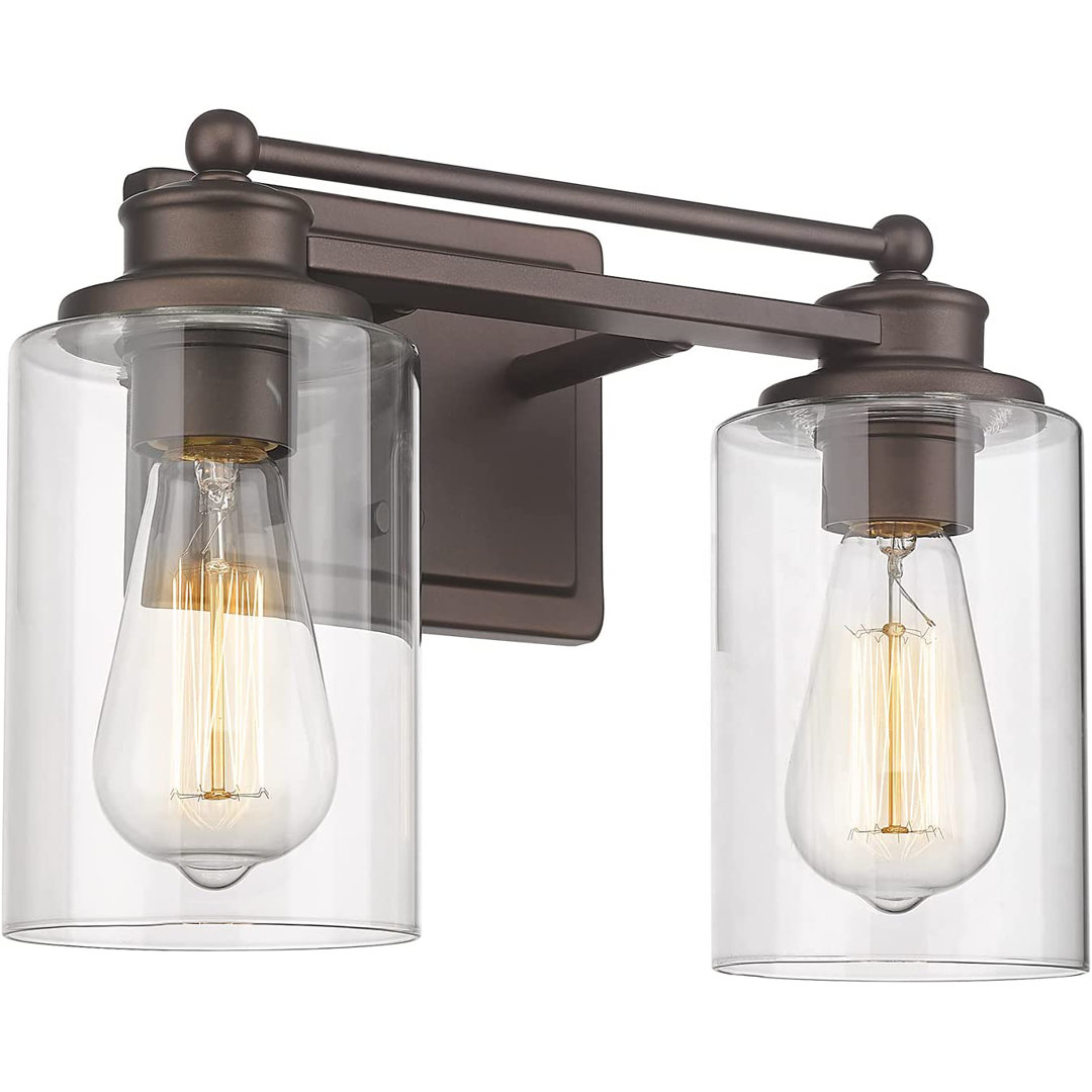 2-Lights Vanity Light With Clear Glass Shade 17 Stories