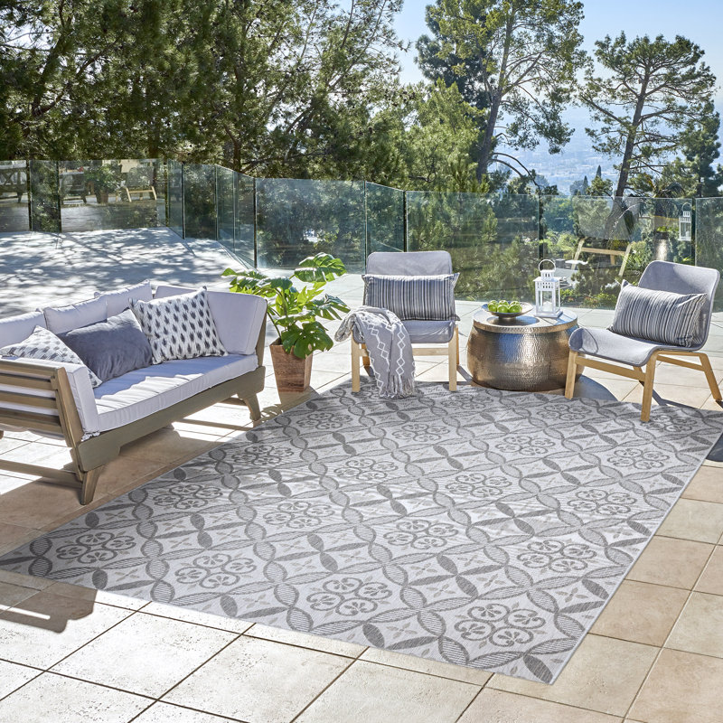 Tapis d'intérieur / extérieur à tissage plat toutes saisons Paseo Gurseerit, Rectangle 8 pi 9 po x 13 pi 1 po