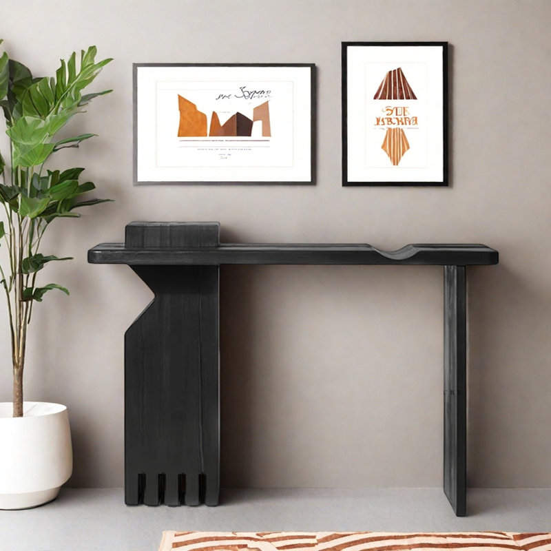 Table d'entrée en bois massif d'inspiration rétro, H 31,5 po x l 70,9 po x P 15,7 po
