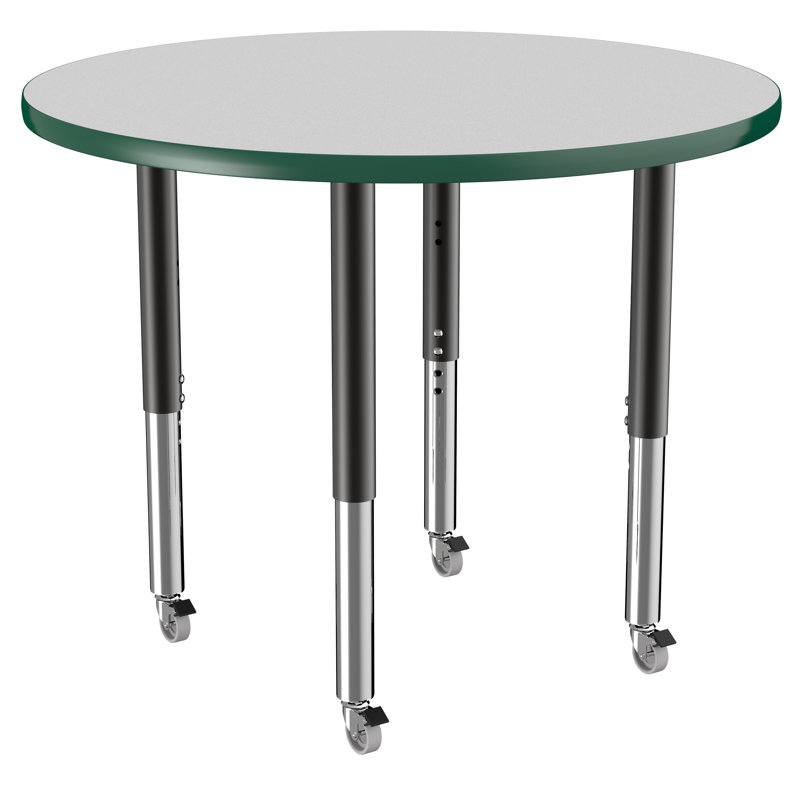 Table ronde à hauteur réglable, 36", Gris / Vert / Noir, Super