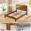 Lit plateforme moderne en bois avec tête de lit à lattes Natural Antique naturel-163882095