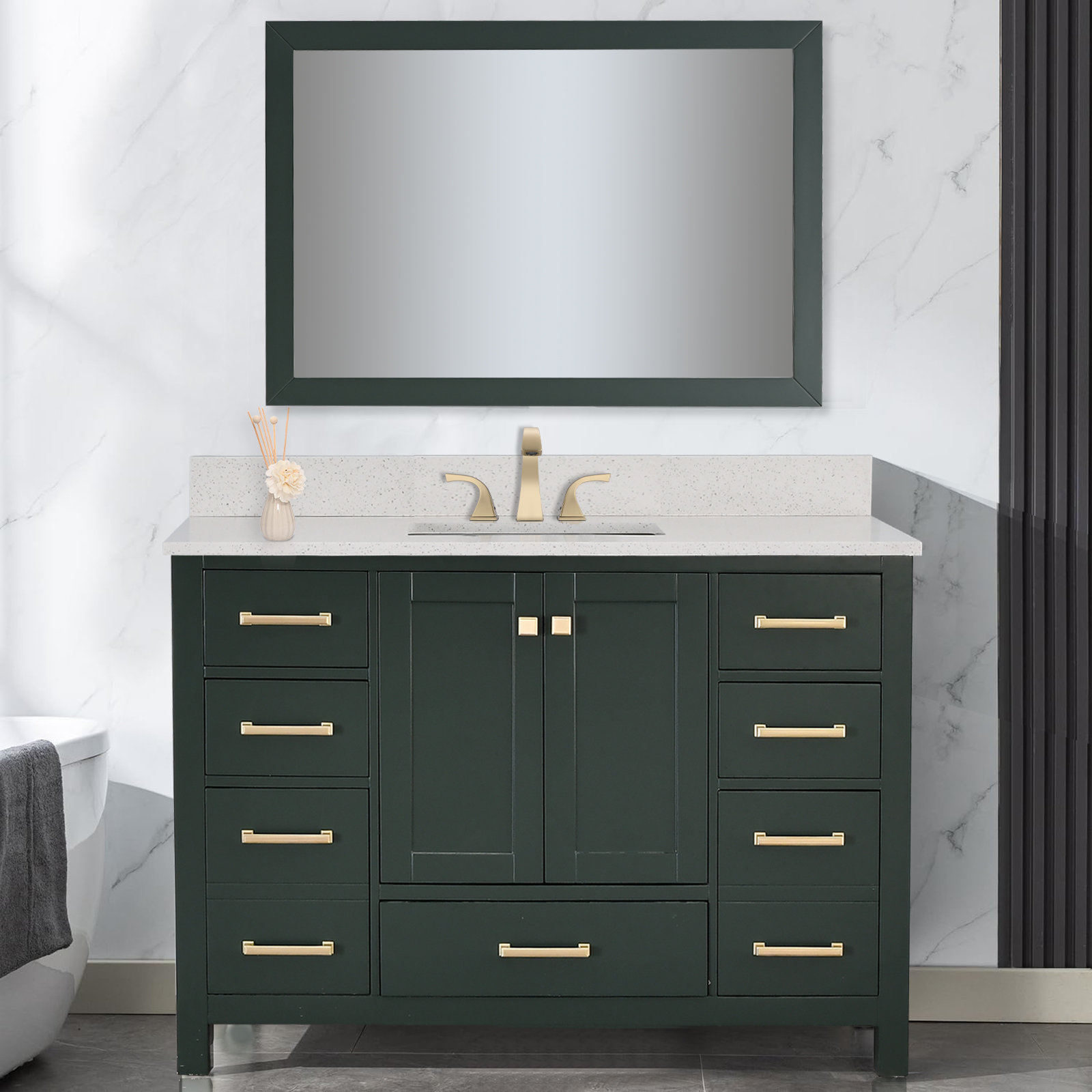 Bohuang 48'' Quartz Single Bathroom Vanity Top with Sink | Wayfair