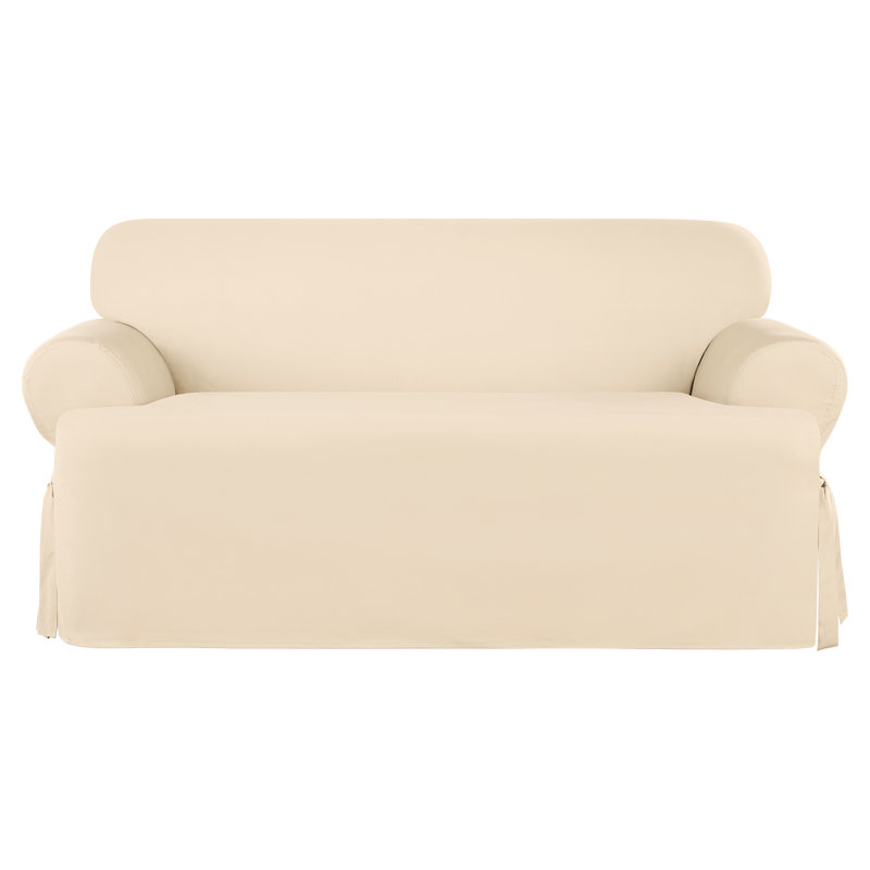 Pacific Blue Heavyweight Cotton Duck T-Cushion Loveseat Slipcover