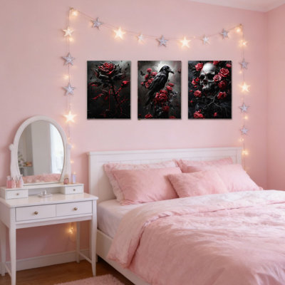 3 pièces d'art mural romantique sur toile sans cadre 16 "x 24"