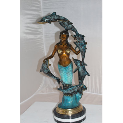 Healy Mermaid with Seven Dolphins Statue
