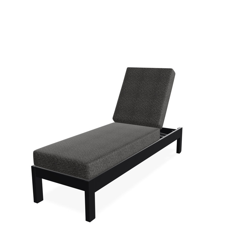Chaise longue sans accoudoirs en polyester à 3 positions Leeward, Noir, Charbon H Voici