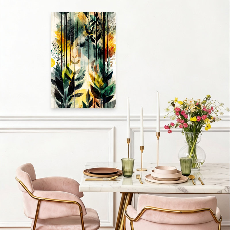 «Vibrant Forest», art abstrait contemporain, paysage de forêt moderne, H 24 po x l 16 po
