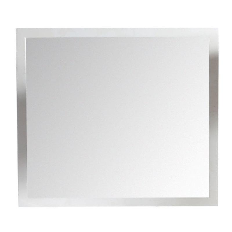 Ayza Wood Flat Wall Mirror, White, 33.2" H x 29.5" W