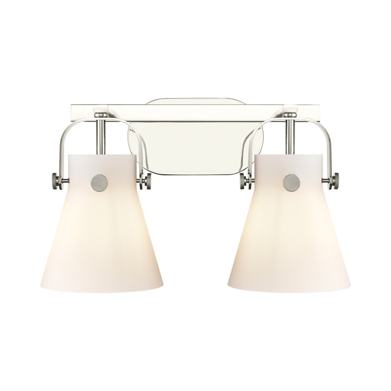 Éclairage pour meuble-lavabo mural 6 po 2 lumières Sidman, Blanc, Nickel poli, Deux lumières