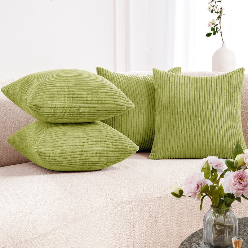 Housse de coussin décoratif réversible (ensemble de 4), Orange papaye, Carré 22 po