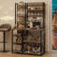 7-Tier Industrial Bakers Rack with Power Outlet with Wire Basket & 4 Hooks, Narrow Microwave Stand Coffee Bar, Open Storage Shelf for Spices/Pots/Appliances (Kitchen/Dining Room/Pantry)-547963123