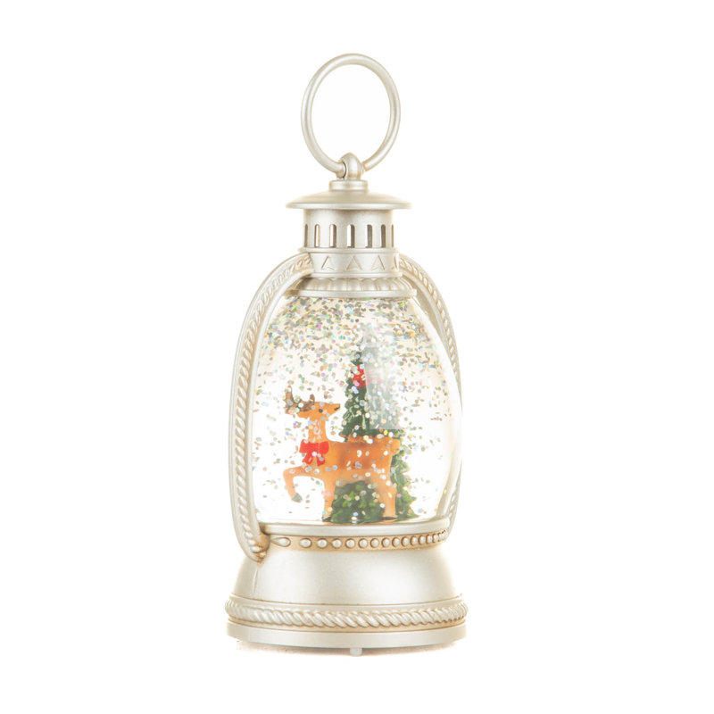 Silver Lantern LED Snow Globe