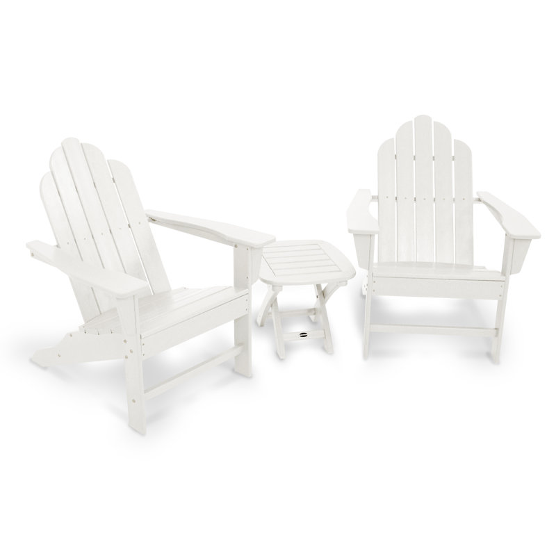 POLYWOOD Long Island Adirondack 3-Piece Set, White