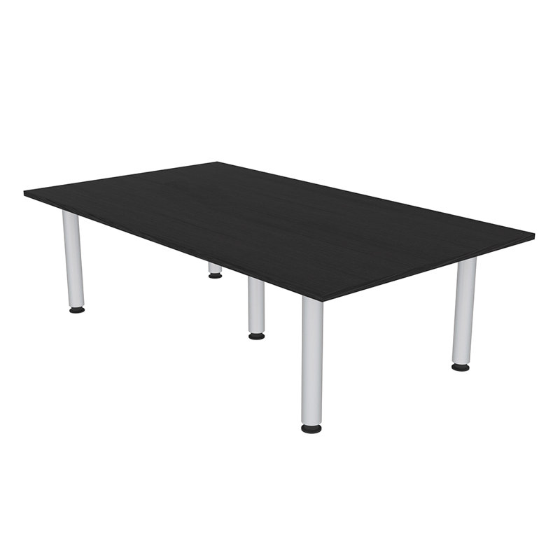 Table de réunion rectangulaire avec pieds de poteau, Cyprès noir, Argent argent, L 84 po x l 48 po