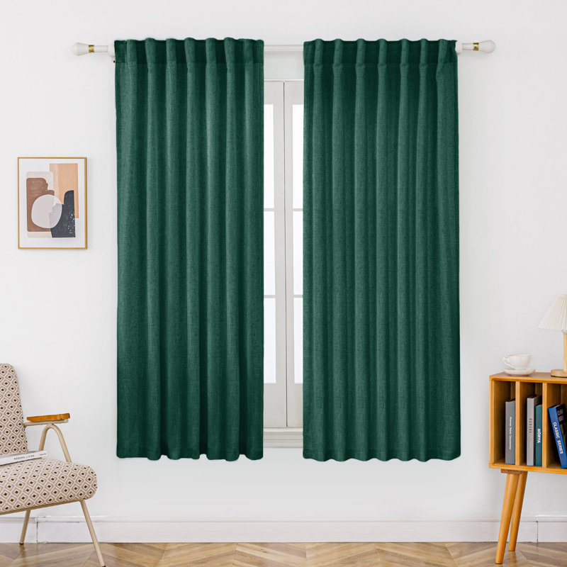 Toyoko Linen Blend Semi-Sheer Back Tab Curtains, Natural, 72" W x 96" L