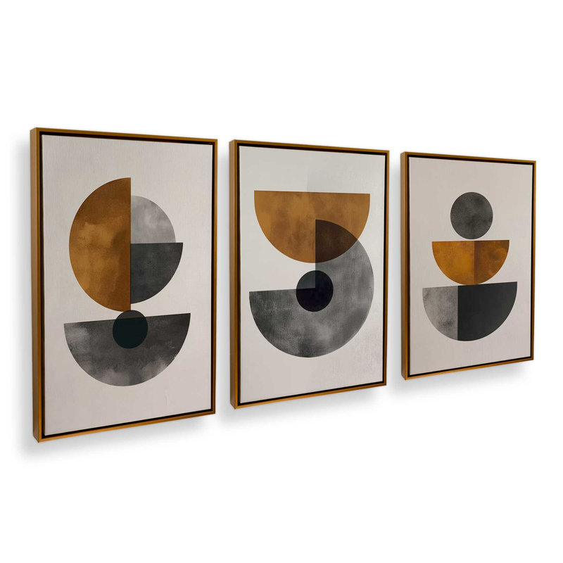 Ensemble de 3 imprimés empilés empilés, Cadre flottant doré poli, 30 po x 20 po