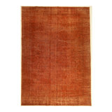 Hand Knotted Abstract Area Rug in Orange