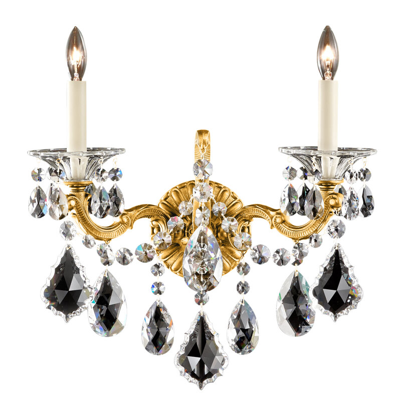 La Scala Candle Wall Light, French Gold, Handcut Clear