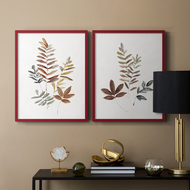 «Autumn Leaves I», reproduction encadrée de qualité supérieure - prête à être accrochée - aucun clou requis - aucun clou requis