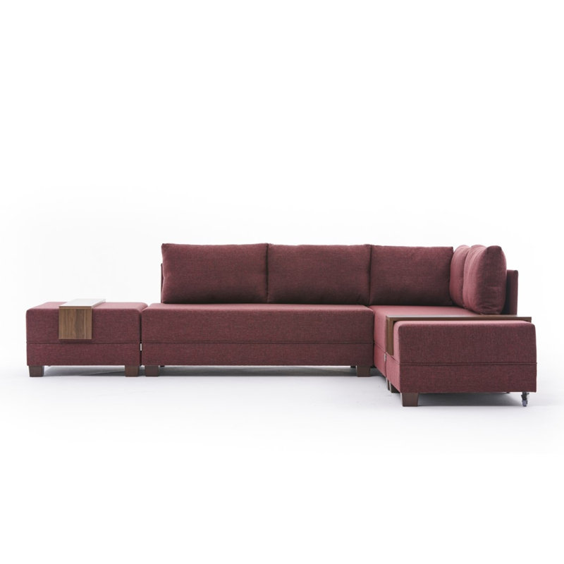 Canapé-lit et chaise longue 82,7 po Haleah, Accoudoir à gauche (vu de face), 100 % polyester rouge bordeaux