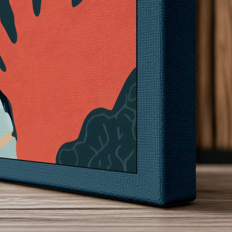 Deep Water Garden Coastal - Wrapped Canvas, 36x24 - 91.4 x 61.0 cm, Teal Border