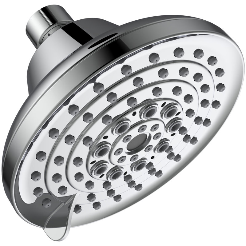 Pomme de douche à haute pression de 6 po avec 6 réglages de jet, pomme de douche réglable chromée avec buses anti-encombrement, débit facile