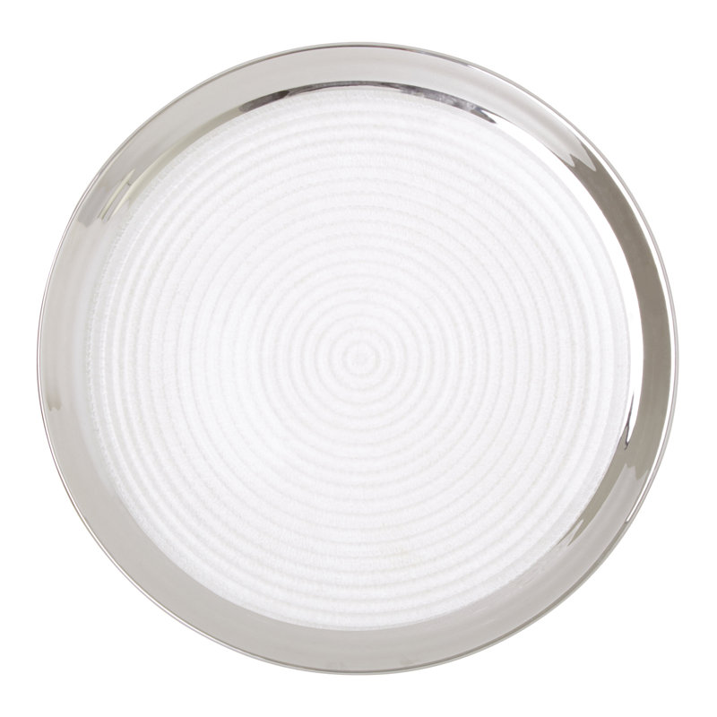 Ida Embossed Glass Coupe Dinner Plate with Silver Rim