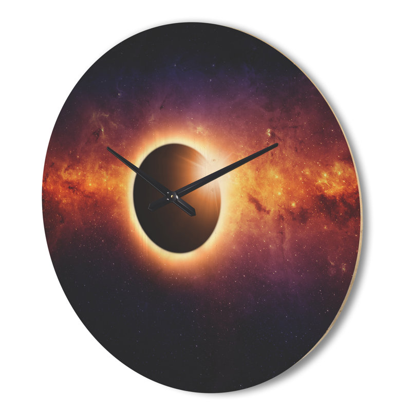 Full Eclipse View - Horloge murale moderne en bois, Très grand