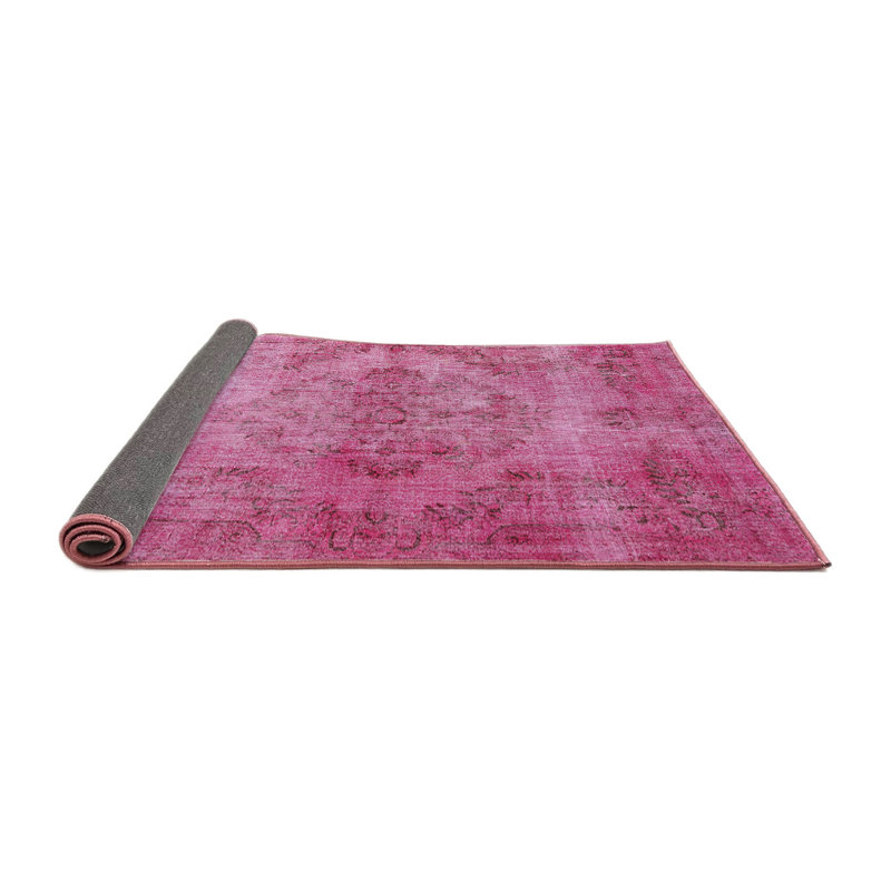 Tapis traditionnel rose / gris, Carré 3 pi
