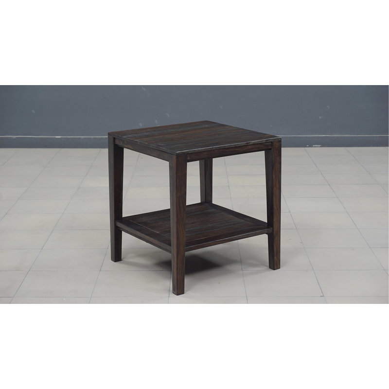 Mariann Solid Wood End Table, Dark Natural