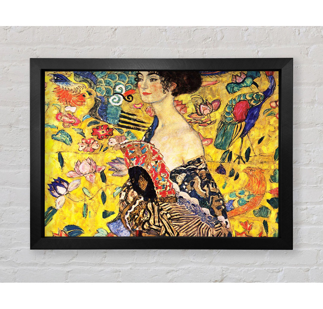 Gerahmtes Leinwandbild Klimt Lady with Fan Framed Print