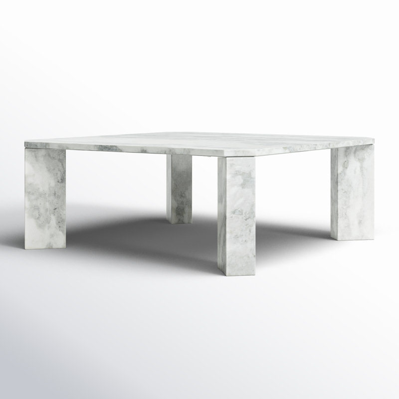 Ghislaine Marble Top Single Coffee Table, White/Gray
