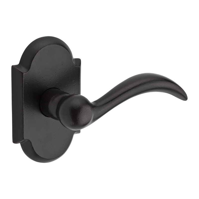 Levier de porte simple Sevanna Arch avec rosette rustique, Bronze foncé, Droite