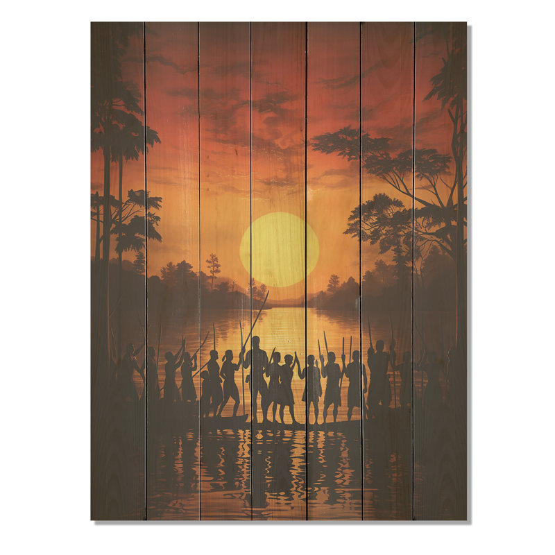 Tribu africaine Fulani Journey II - Tribal africain sur bois, H 40 po x l 30 po