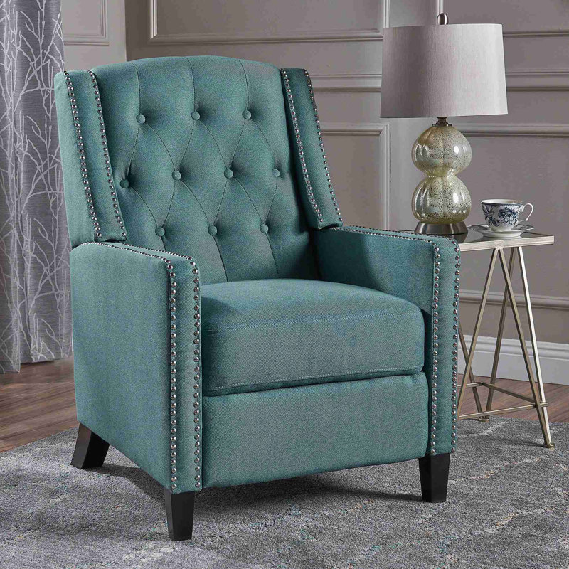 Chaise classique à dossier en tissu bleu sarcelle
