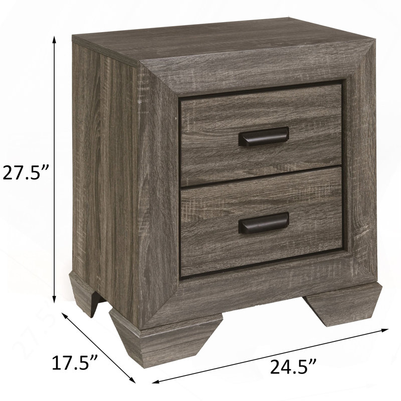 Weathered Grey Grain 2-Drawer Nightstand