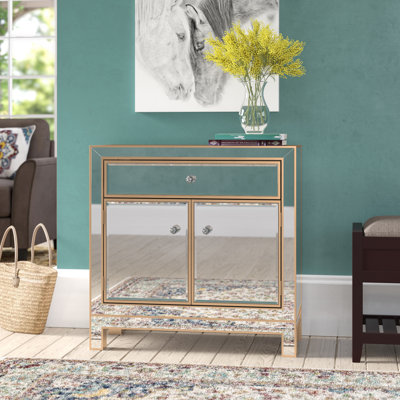 Sigmund 2-Door Mirrored Accent Cabinet
