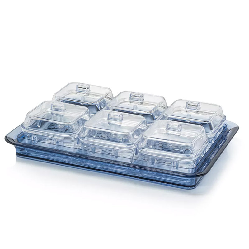Indigo Blue Acrylic Tray Clear Dishes With Lids