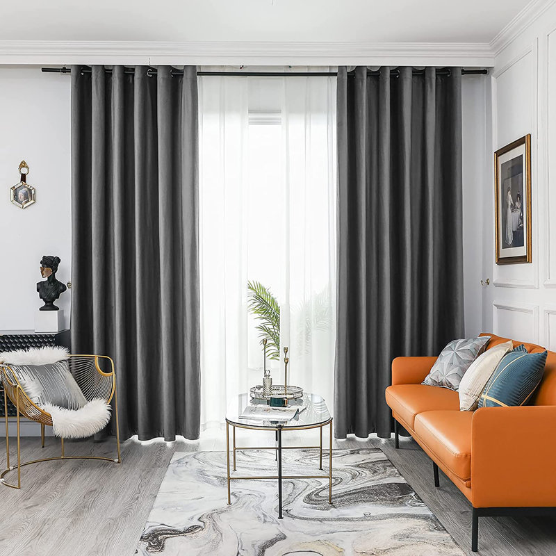 Room Darkening Curtain Pair, Gray, 52" W x 95" L