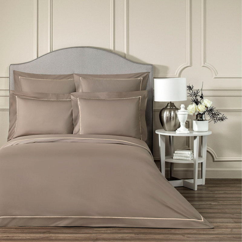 Plaza Sateen Duvet Cover, Twin Duvet Cover, Brown/Beige