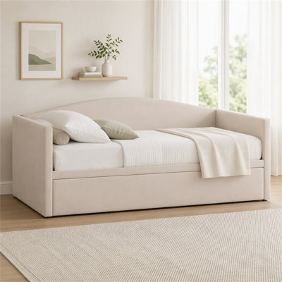 Lit de jour simple avec couchette escamotable allongée, canapé-lit rembourré, modèle simple à très grand pour économiser de l'espace, parfait
 pour chambre d'amis, velours