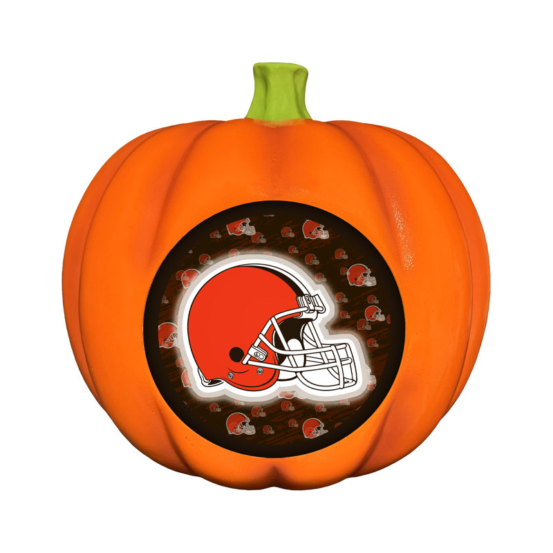 Décoration citrouille en résine avec logo DEL 3D des Browns de Cleveland de la NFL | 25 cm