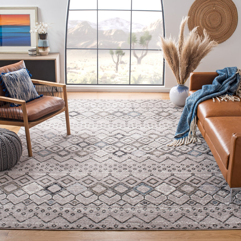 Aird Performance Southwestern Rug, Rectangle 10' x 14', Light Gray/Brown