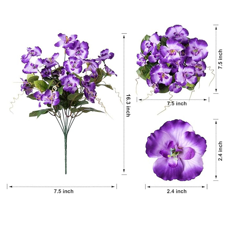6 paquets de fleurs d'hibiscus artificielles pour la décoration du jardin, Mauve