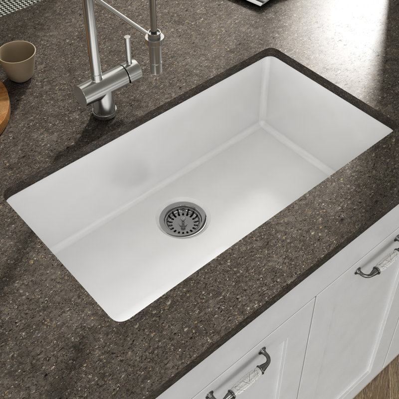 Yorkshire 27" L x 18" W Undermount Kitchen Sink with Basket Strainer